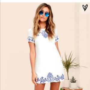 Lulus blue and ivory dress